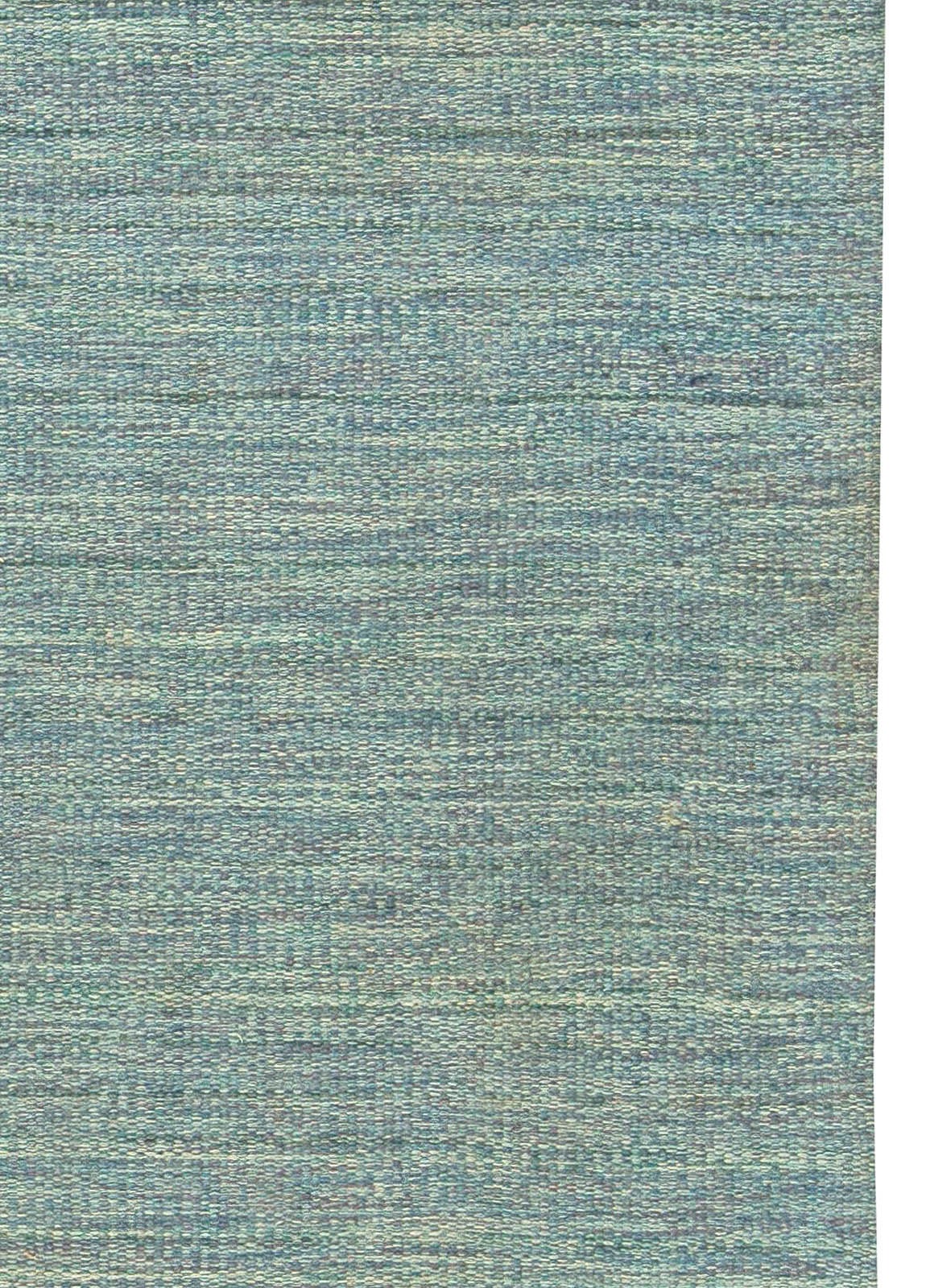 20th Century Blue Vintage Scandinavian Flatweave Rug