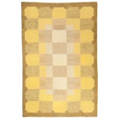 Vintage Swedish Flat Weave Rug Designed By Ingegerd Silow