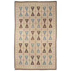 A Swedish Flat Weave Rug "Hour Glass" Design Sigvard Bernadotte