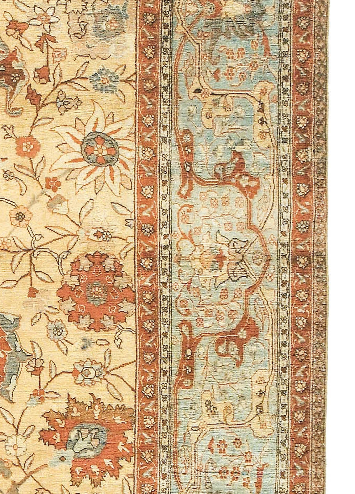 Antique Persian Tabriz Botanic Handmade Wool Rug In Good Condition For Sale In New York, NY