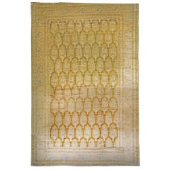 Antique Indian Botanic Handmade Wool Rug