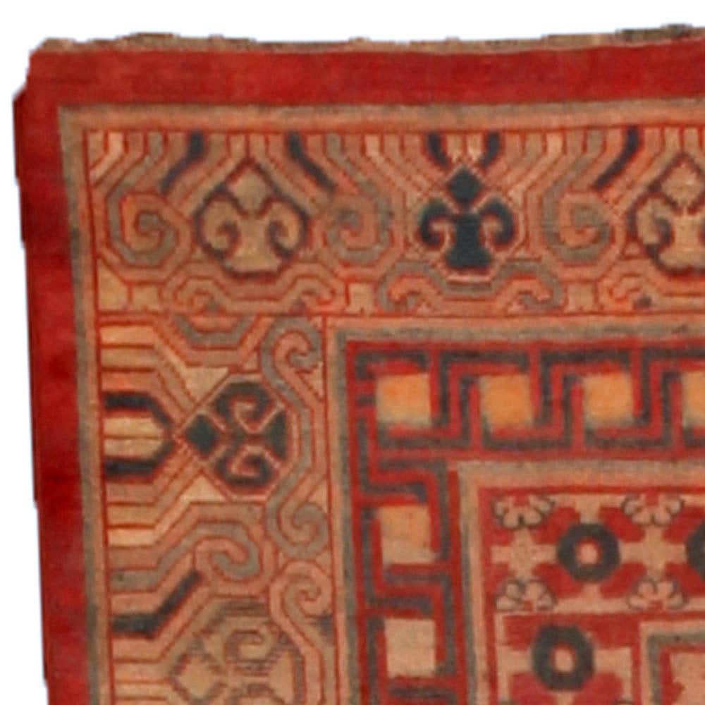 19th Century Red Silk Samarkand Khotan Rug In Good Condition For Sale In New York, NY