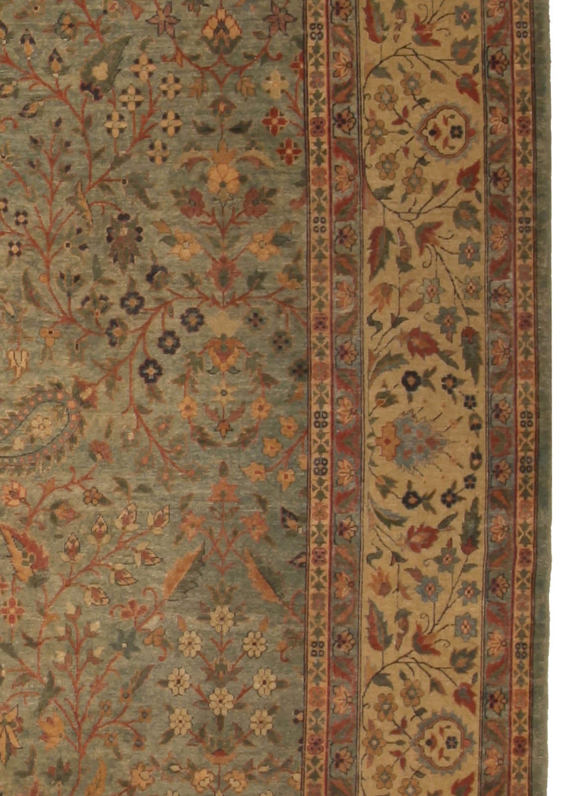 Authentic Indian Botanic Handmade Wool Rug In Good Condition For Sale In New York, NY