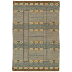 Swedish Flat Weave Rug Signed by Ingegerd Silow