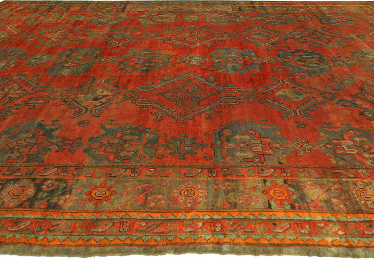 Wool Large Antique Turkish Oushak