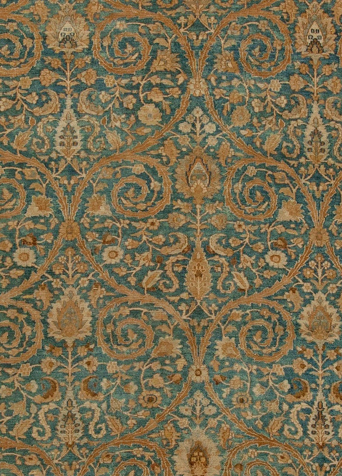 Antique Persian Khorassan Brown Green Handmade Wool Rug
Size: 13'6