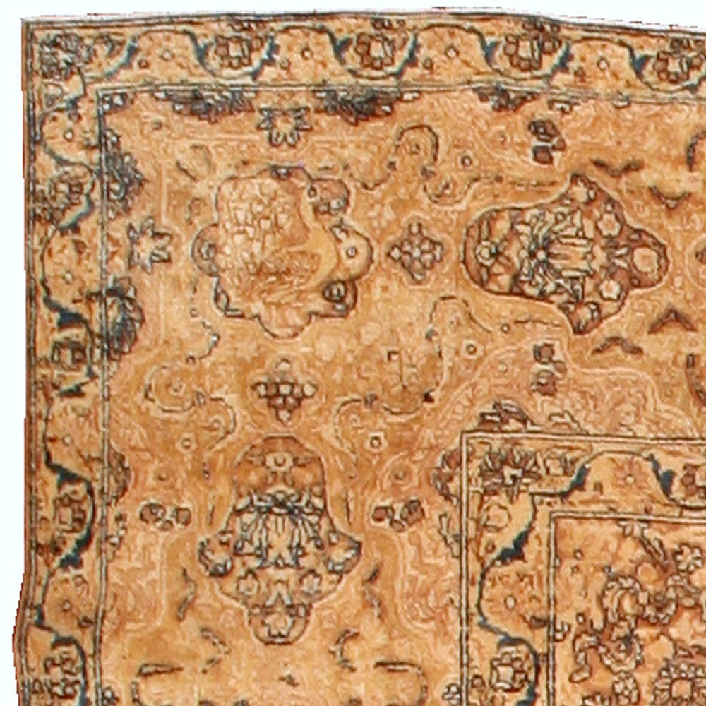 Antique Persian Kirman Botanic Handmade Wool Rug In Good Condition For Sale In New York, NY
