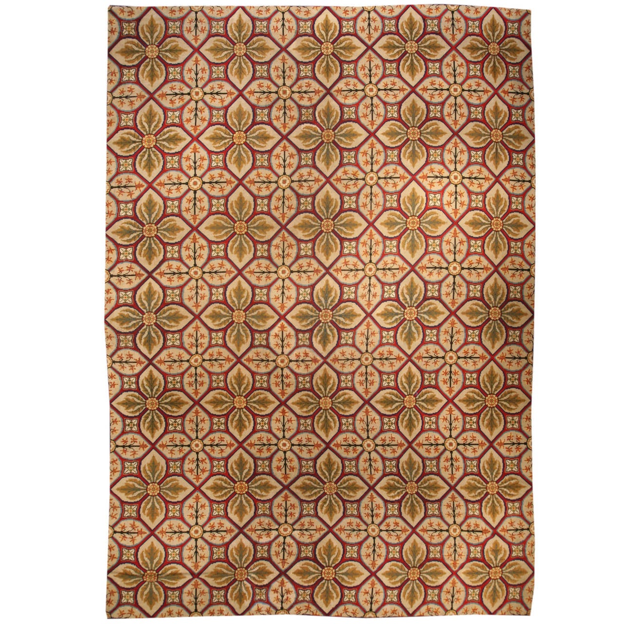 Vintage Portuguese Needlework Rug For Sale at 1stdibs