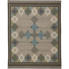 Vintage Swedish Flat-Weave Rug by Ulla Parkdahj