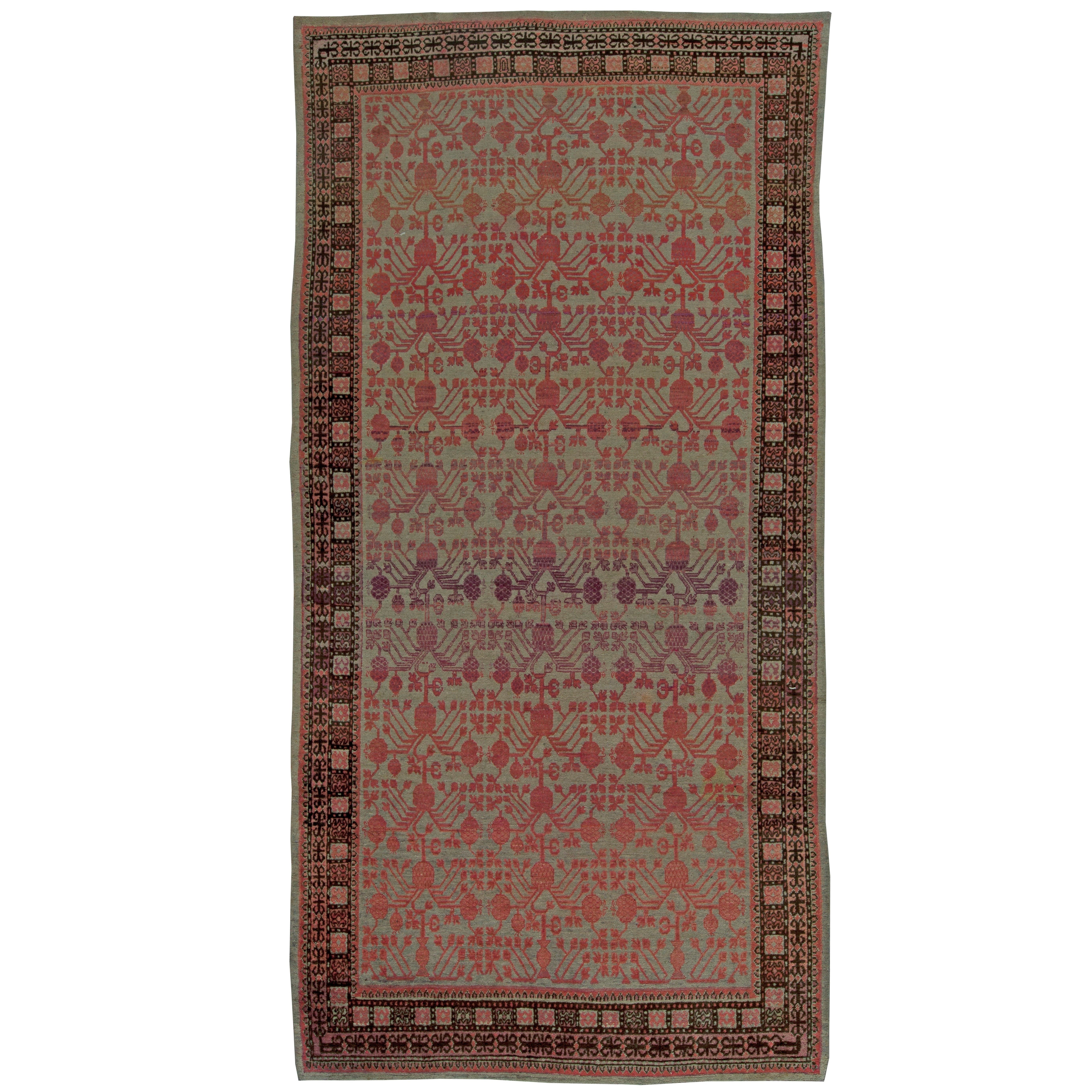 Vintage Samarkand Khotan Handmade Wool Rug