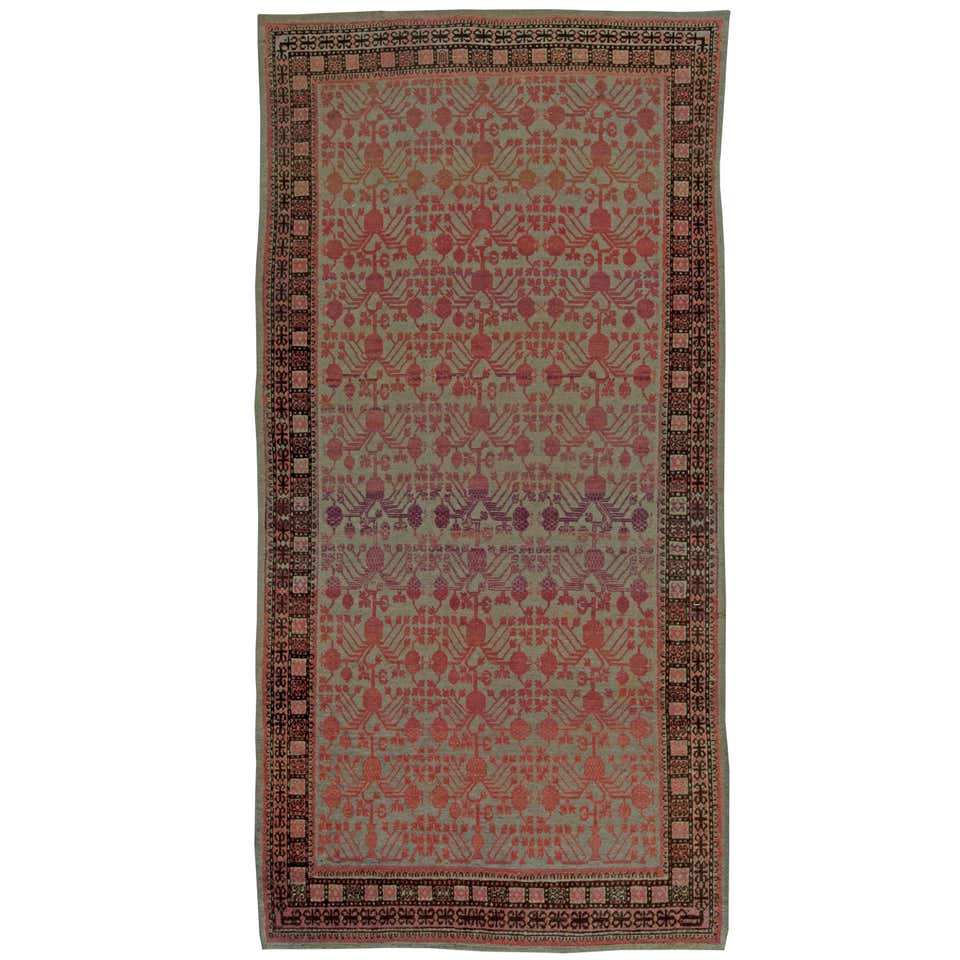 Antique Khotan Samarkand Transitional Blue and Red Wool Rug For Sale at ...