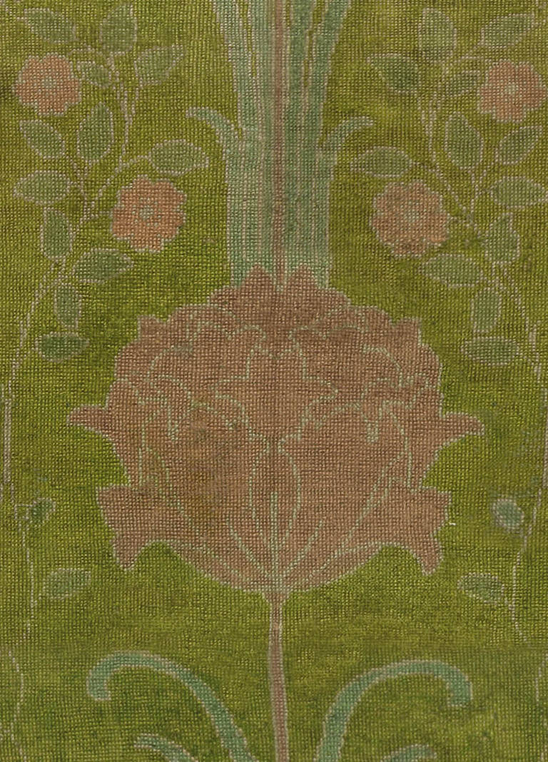 Arts and Crafts Arts & Crafts Voysey Donegal Rug in Stunning Green