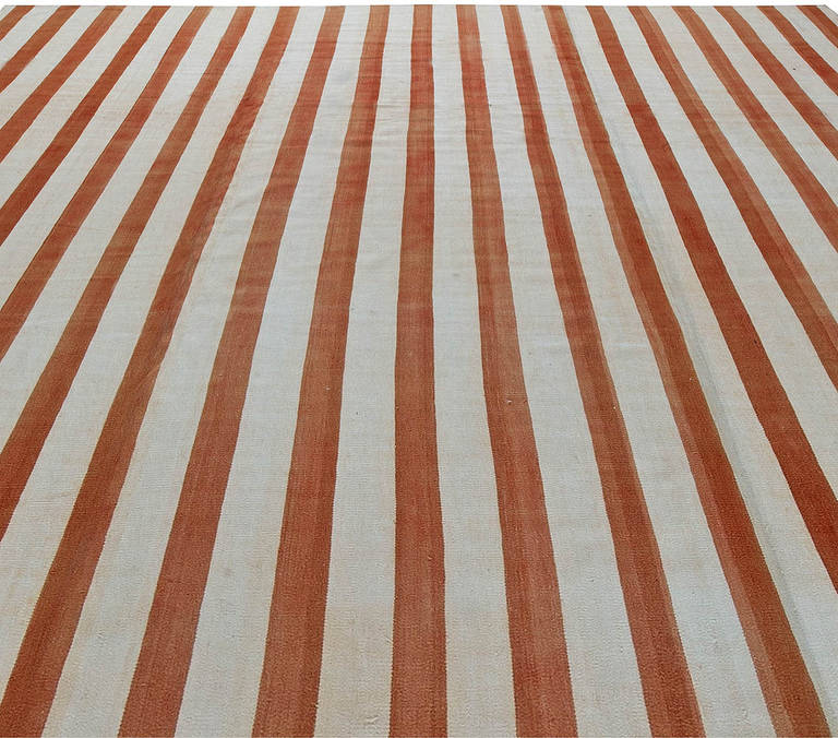 Vintage Dhurrie Rug with Stripes In Excellent Condition In New York, NY