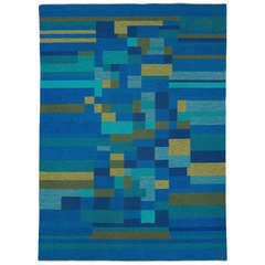 A Swedish Flat Weave Rug Signed AB