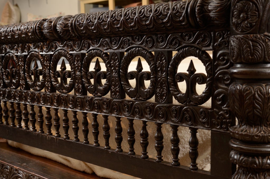 A Finely Carved Anglo-Indian Ebonized Mahogany Tester Bed 5
