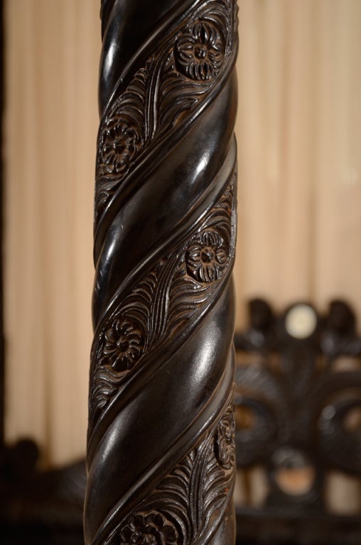 A Finely Carved Anglo-Indian Ebonized Mahogany Tester Bed 6