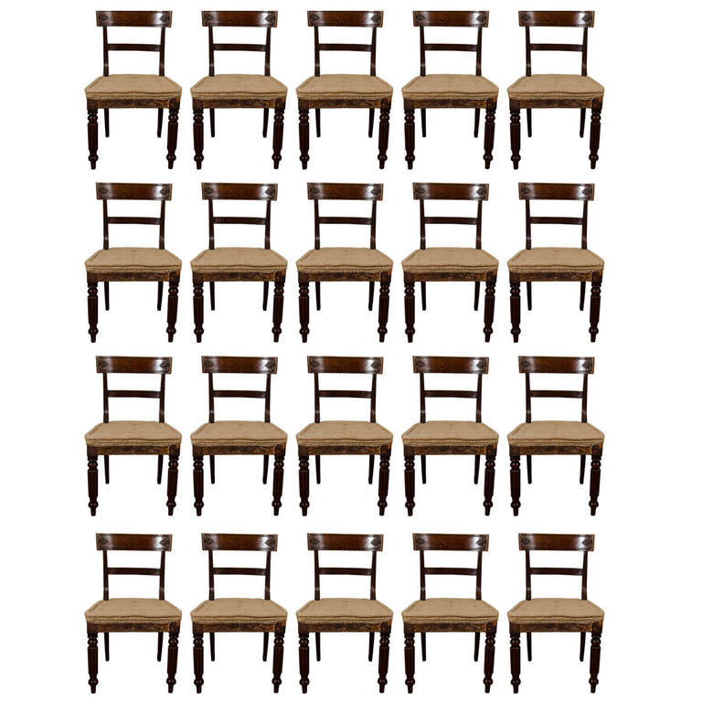 A Set of 20 George IV Mahogany Dining Chairs from Bath, UK For Sale