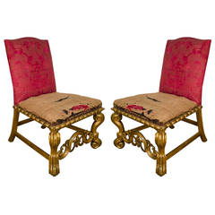 Pair of Anglo-Italian Giltwood Side Chairs
