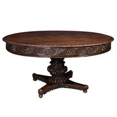 Anglo-Indian 19th Century Carved Rosewood Center Table