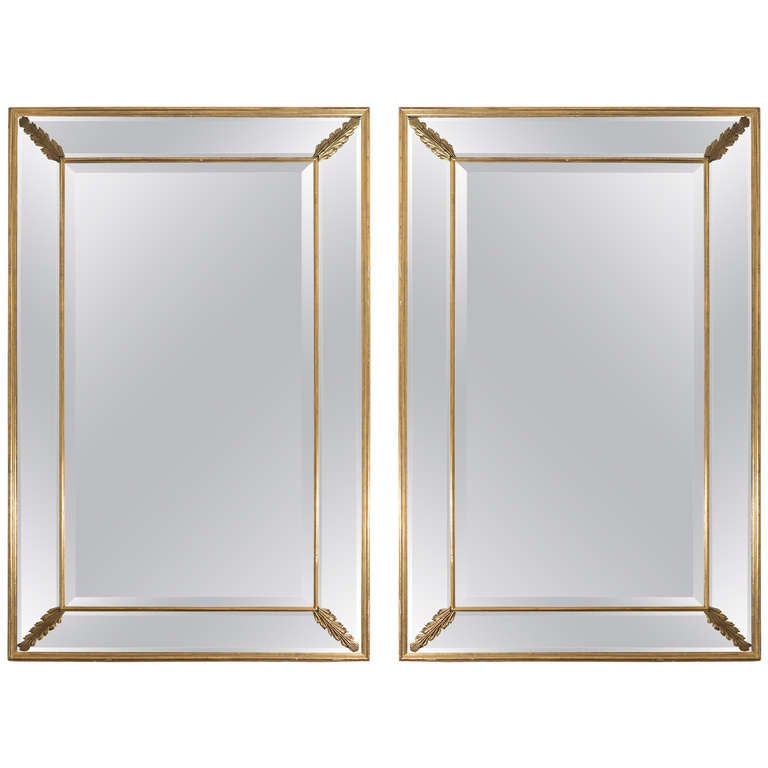 Pair of Large Scale Rectangular Neoclassical Style Mirrors, Early 20th Century