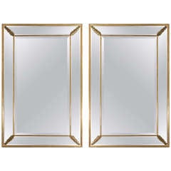 Vintage Pair of Large Scale Rectangular Neoclassical Style Mirrors, Early 20th Century