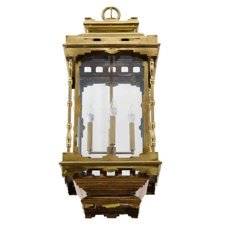 Antique Regency Brass Hall Lantern For Sale