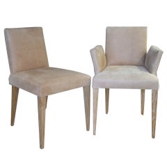 A Set of Eight Limed Oak Danish Style Dining Chairs