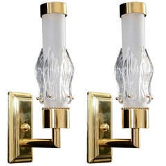 Venetian Glass and Polished Brass One Light Sconces