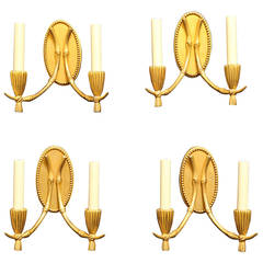 Art Deco Style Bamboo Motif Two-Light Sconces