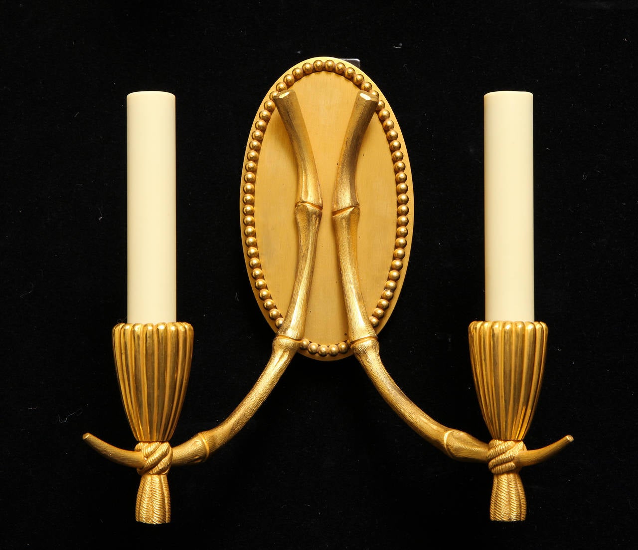 Art Deco Style Bamboo Motif Two-Light Sconces