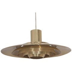 Circular Brass Ceiling Light by Preben Fabricius & Jørgen Kastholm