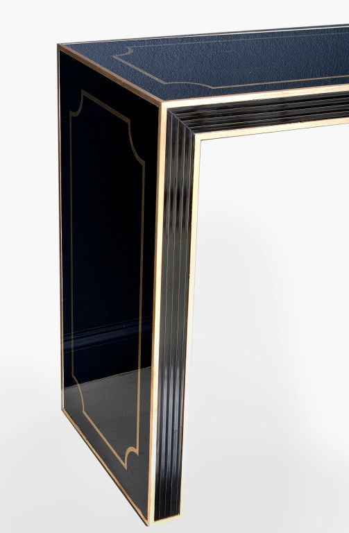 Black Glass Console Table In Excellent Condition In San Francisco, CA