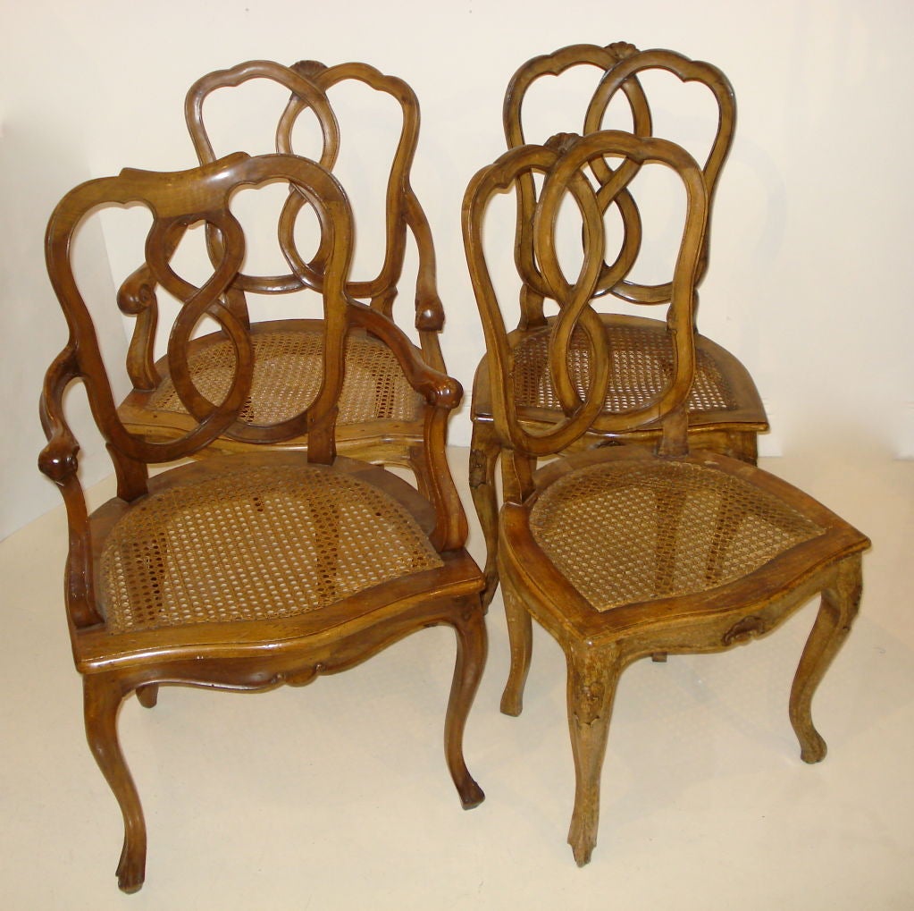 Set of 4 Carved Wood Chairs