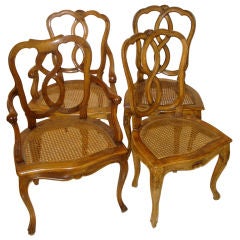 Set of 4 Carved Wood Chairs