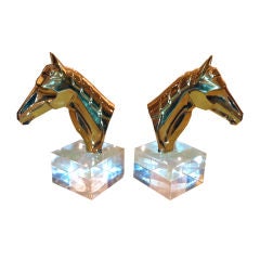 Vintage Luxe Pair of Horse Head Bookends