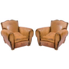 Pair of French Mustache Club Chairs