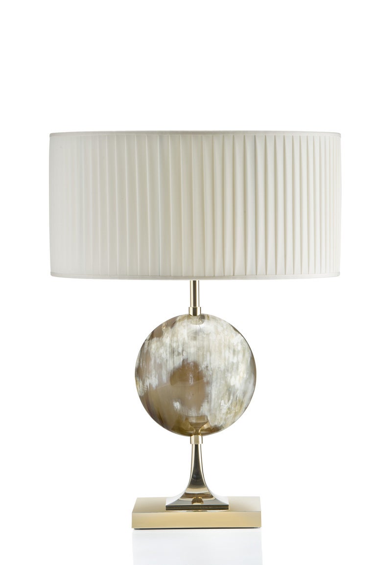 Elegant Brass and Horn Table Lamp