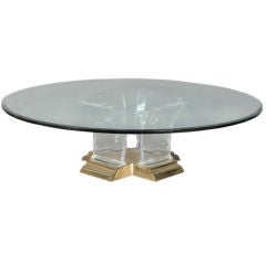 Circular Lucite and Bronze Coffee Table by Jeffrey Bigelow