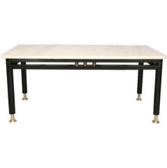 Ebonized Dining Table With Marble Top