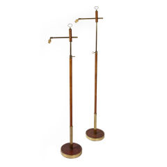 Pair of Jacques Adnet Leather Floor Lamps