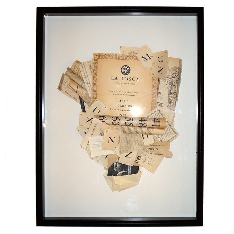 Assemblages of Antique French papers by Woody Biggs