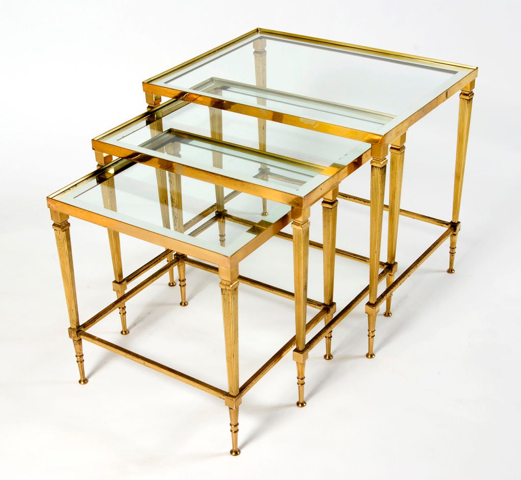 Set of 3 Brass Nesting Tables