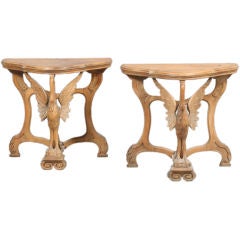 Pair of Carved Wood Side Tables