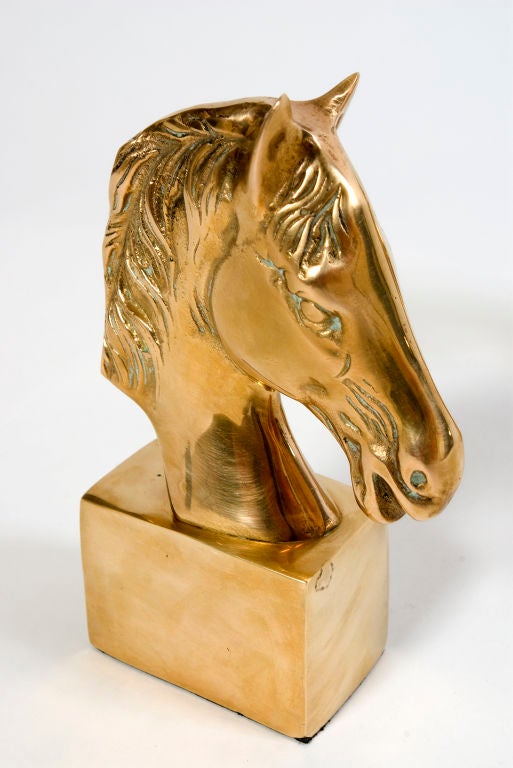 vintage brass horse head bookends