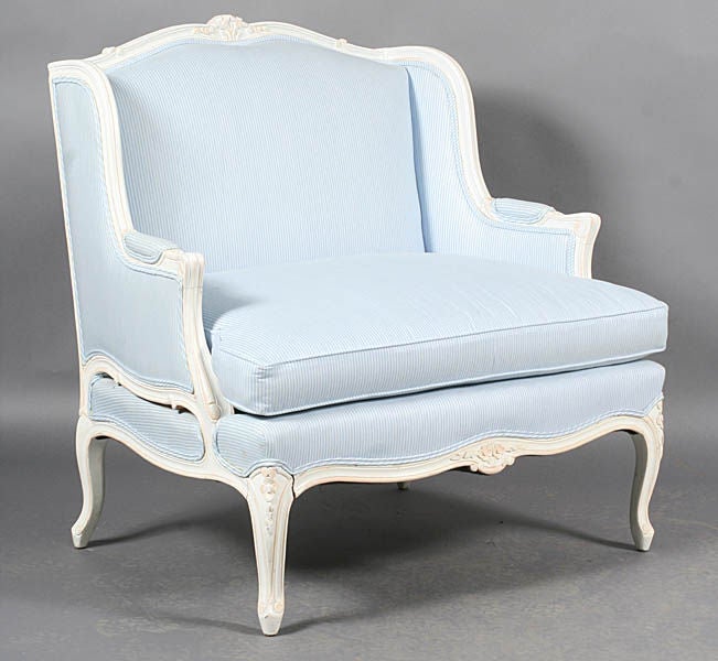 Mid-20th Century Louis XV style Bergere Chair and Ottoman