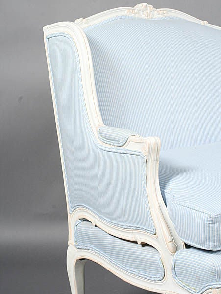 Louis XV style Bergere Chair and Ottoman 3