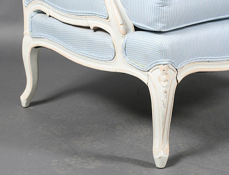 Louis XV style Bergere Chair and Ottoman 6