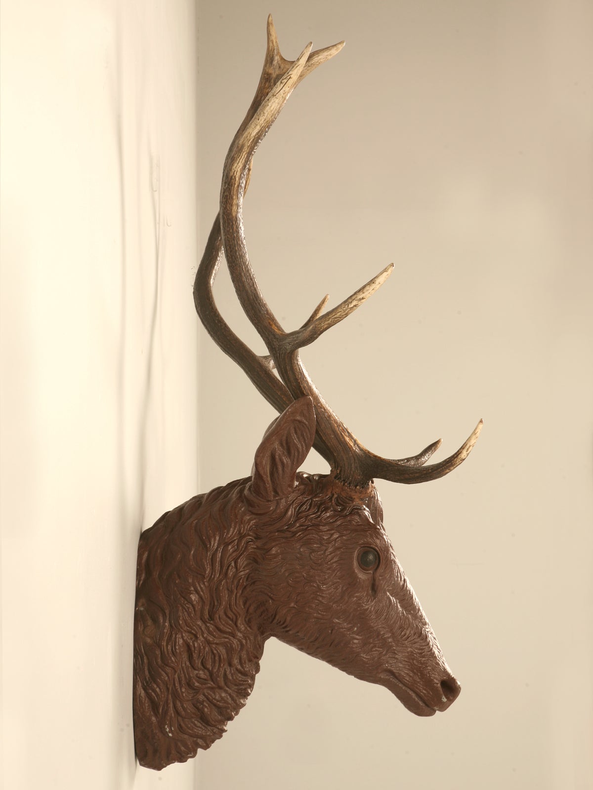 Rare Original Antique French Cast Iron Deer/Stag Wall Trophy Mount