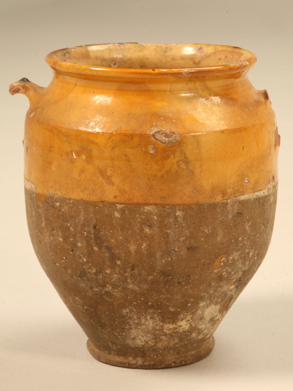 Original Antique French Confit Pot w/Warm Golden Glaze