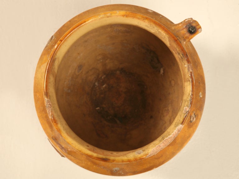 Glazed Original Antique French Confit Pot w/Warm Golden Glaze